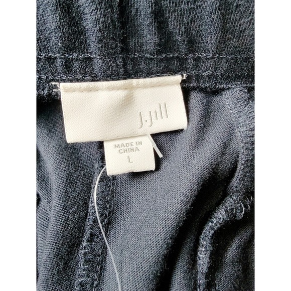 J Jill L Navy Blue Pants Cotton Pull On Size Large Drawstring Pckts NWT RV $69 - Picture 6 of 7